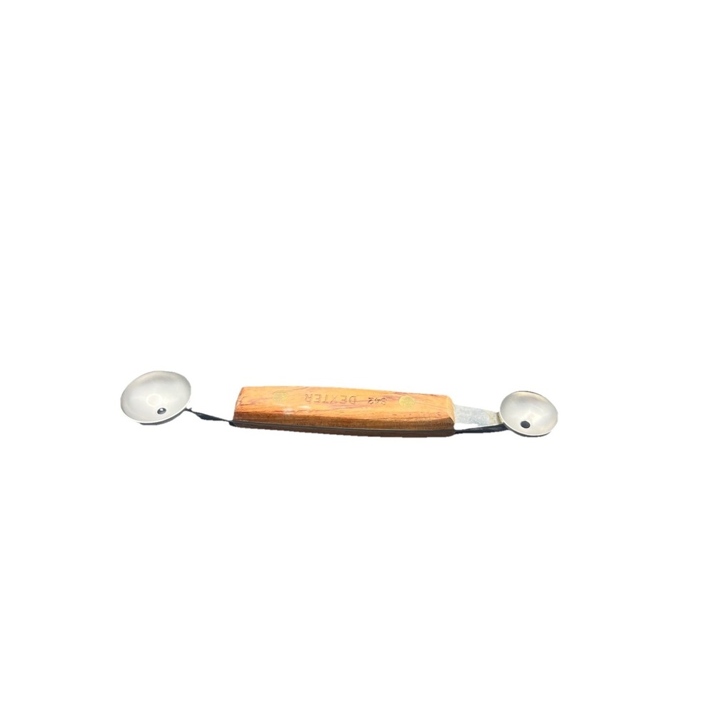 Vintage Dexter Double-Ended Melon Baller Scoop S42 Stainless Wood Handle 7"